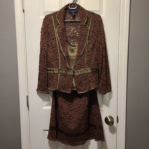 BNWT JONES WEAR PETITE THREE PIECE LACE SKIRT SUIT SIZE 14P, 12P